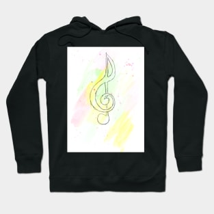 Treble clef, music, fun, funny, musical, art, sketch, watercolor, Hoodie